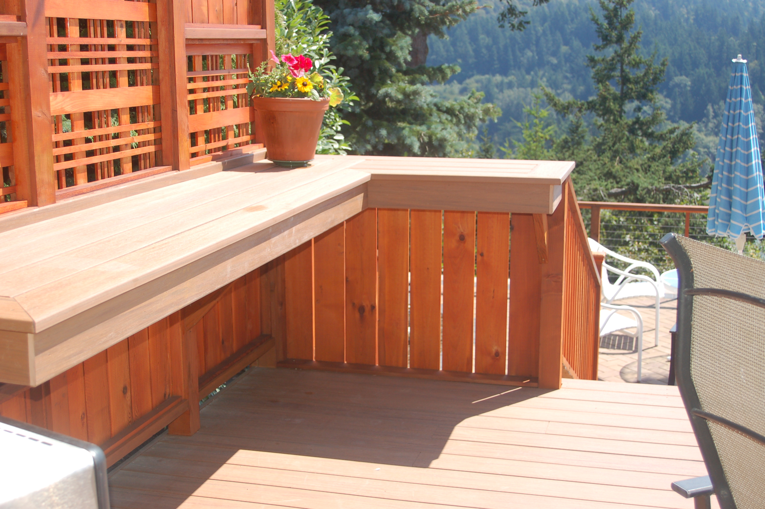 New deck with countertop and privacy screen