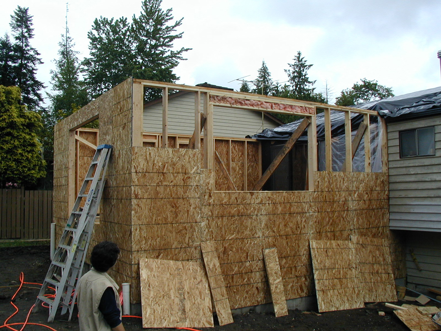 Home addition in progress, Rose Construction Inc job