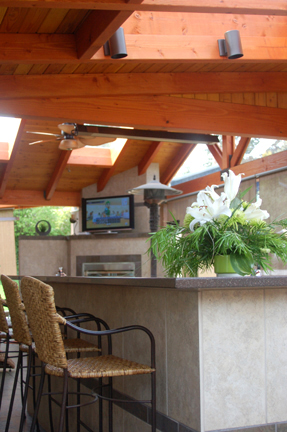 CP2 Complete - Outdoor Kitchen Seating Bar Looking Across the Space