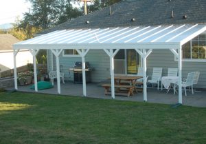 After photo - New deck with translucent Chrystalite patio roof, Bellingham